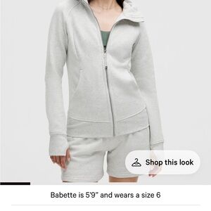 Lululemon heathered core light gray scuba zip up hoodie